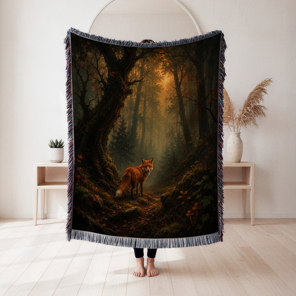 Autumn Forest Fox Blanket
