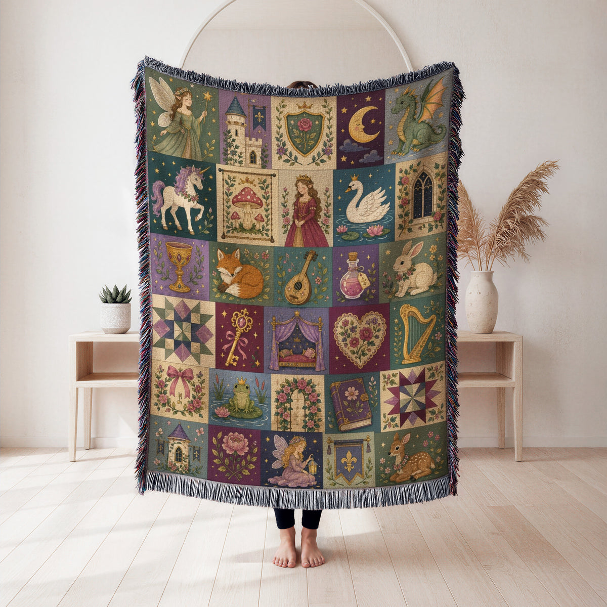 Medieval Fairy Tale Patchwork Blanket