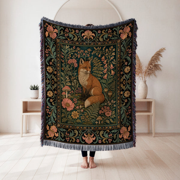 Woodland Fox Tapestry Blanket