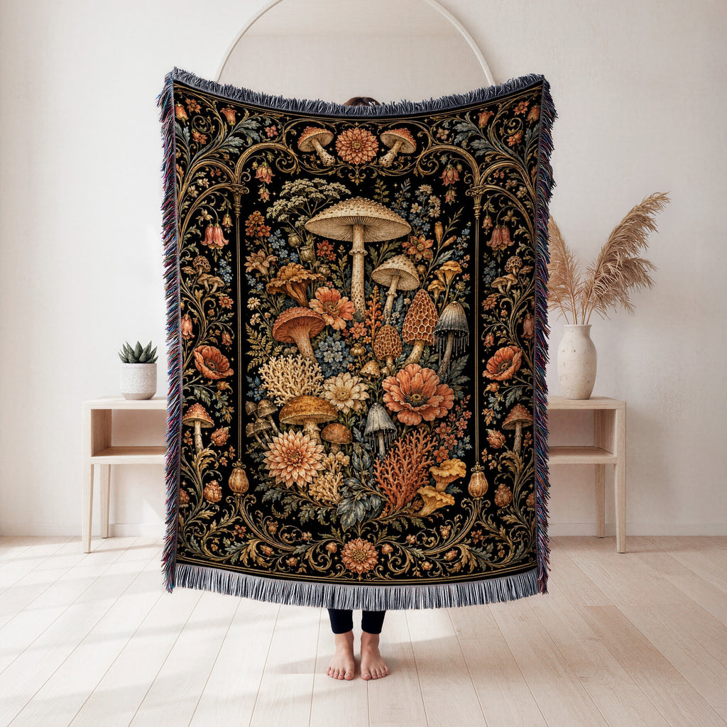 Enchanted Mushroom Garden Blanket