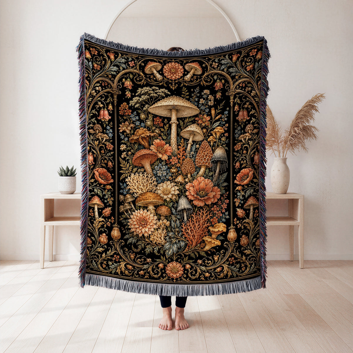 Enchanted Mushroom Garden Blanket