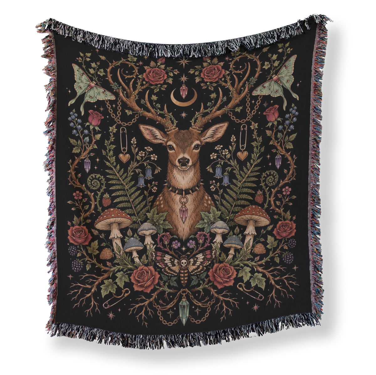 Moonlit Stag Mushroom Blanket Main image