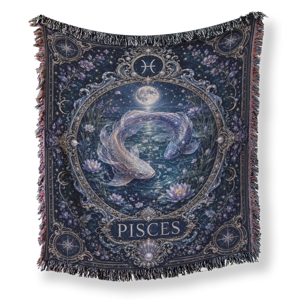Pisces Moonlit Twin Fish Zodiac Blanket