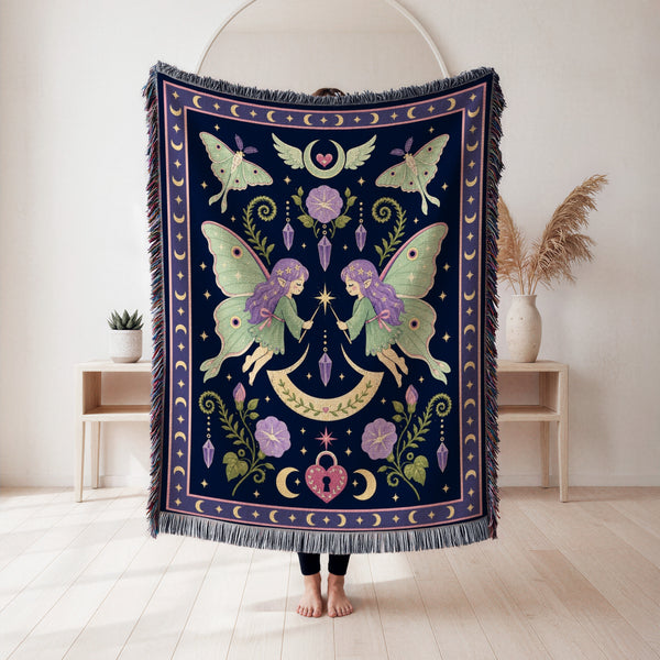 Luna Moth Twin Fairies Blanket