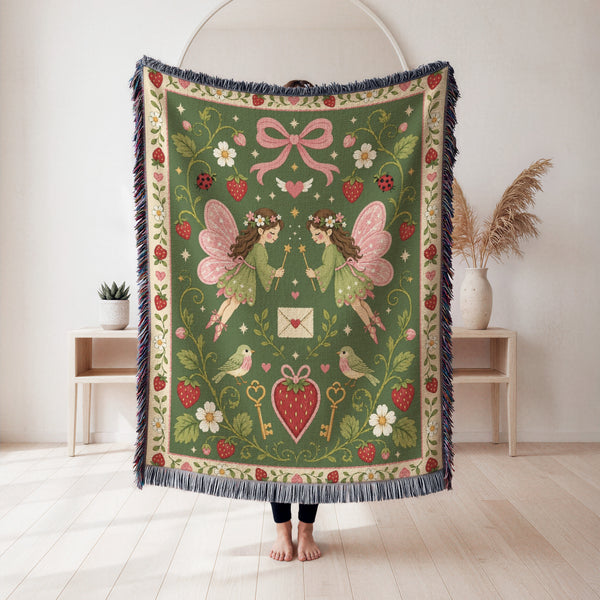 Strawberry Love Fairies Blanket