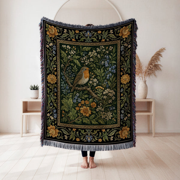 Robin Garden Tapestry Blanket