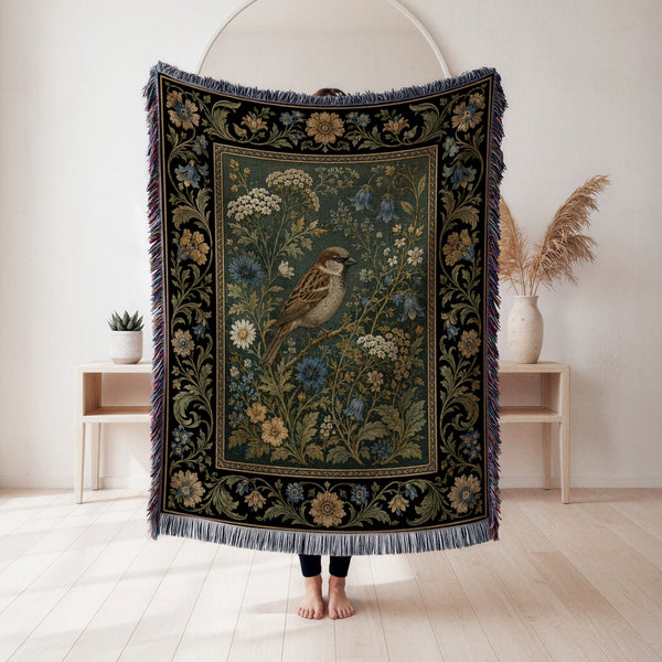 Bluebell Sparrow Tapestry Blanket