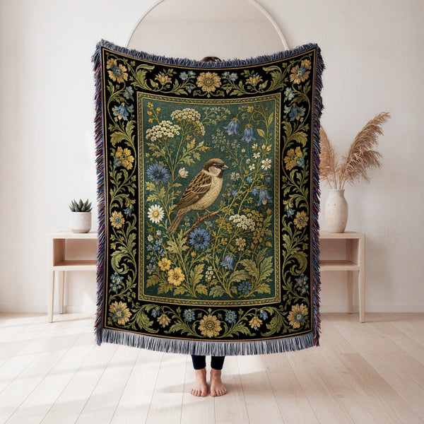 Bluebell Sparrow Tapestry Blanket