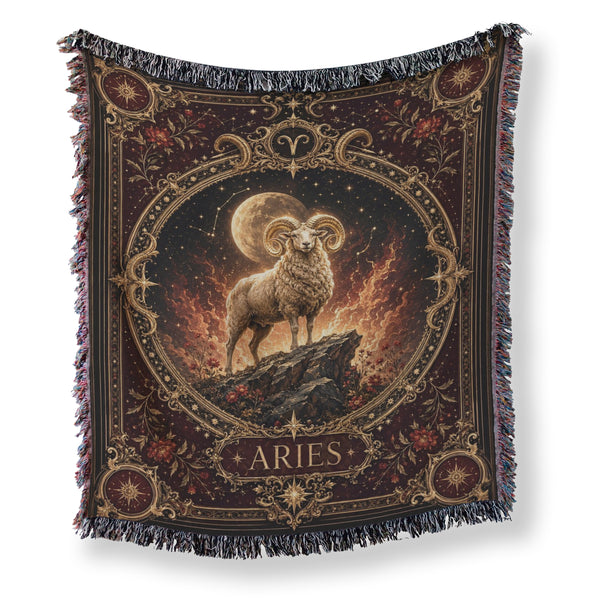 Aries Firemoon Ram Zodiac Blanket