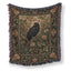 Vintage Raven Floral Tapestry Blanket