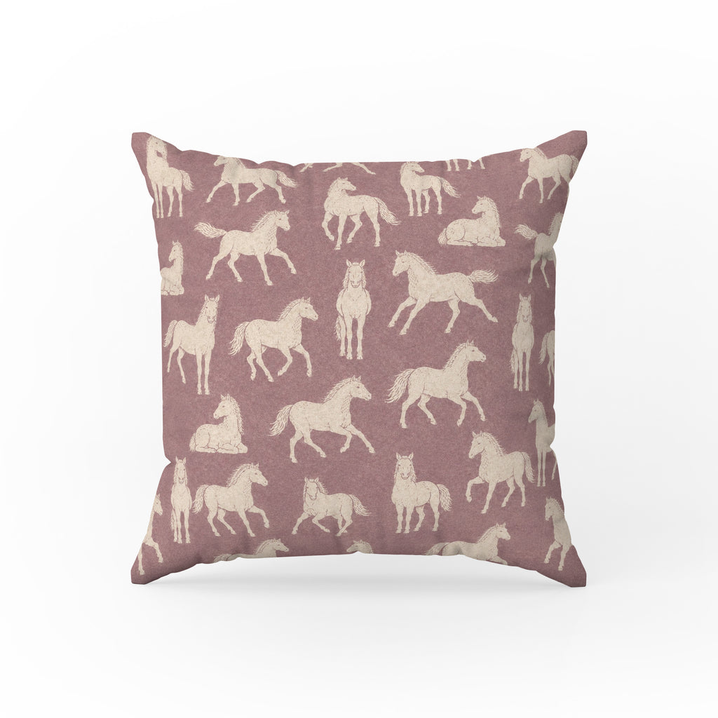 Mauve Meadow Horses – Equestrian Pillow