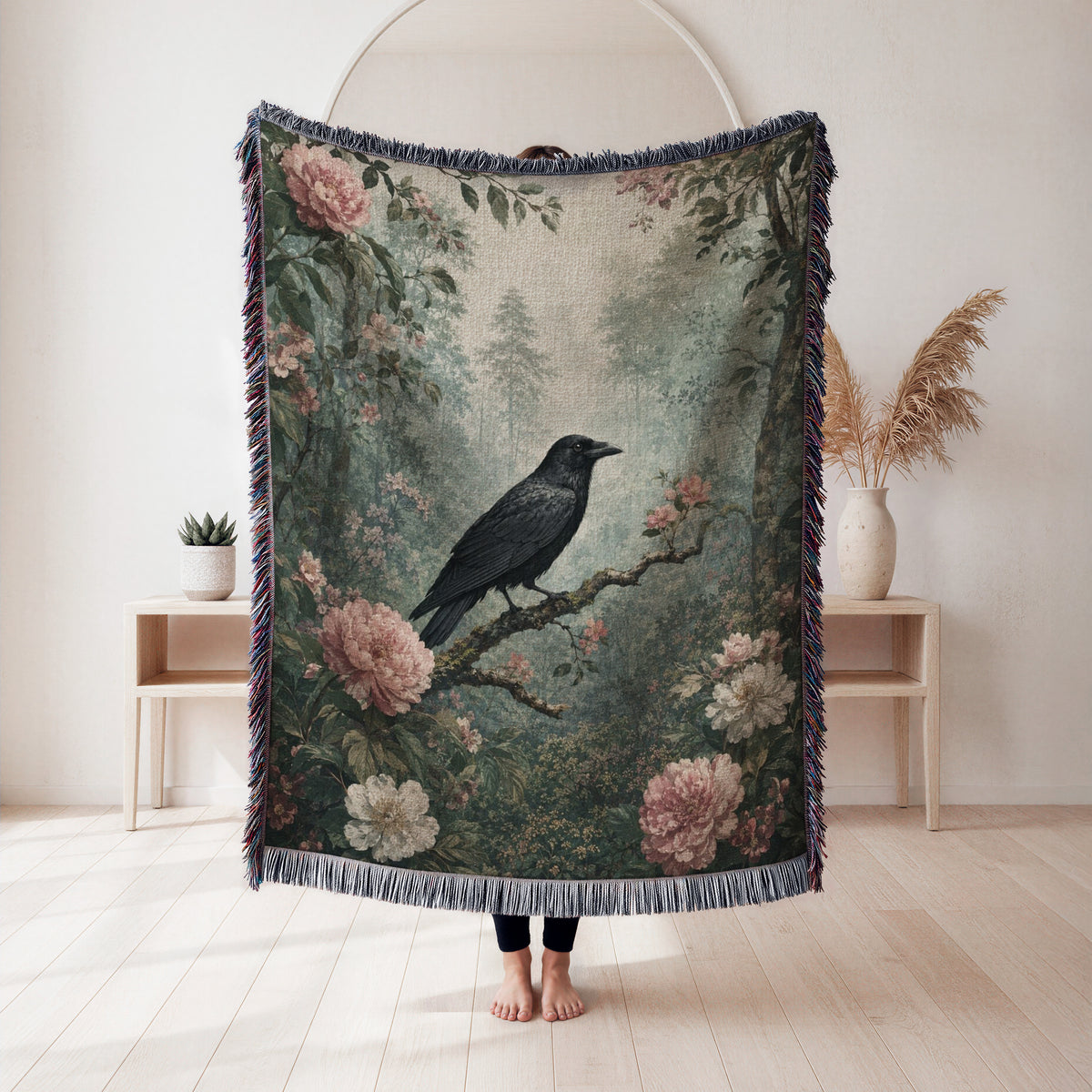 Peony Raven Forest Blanket