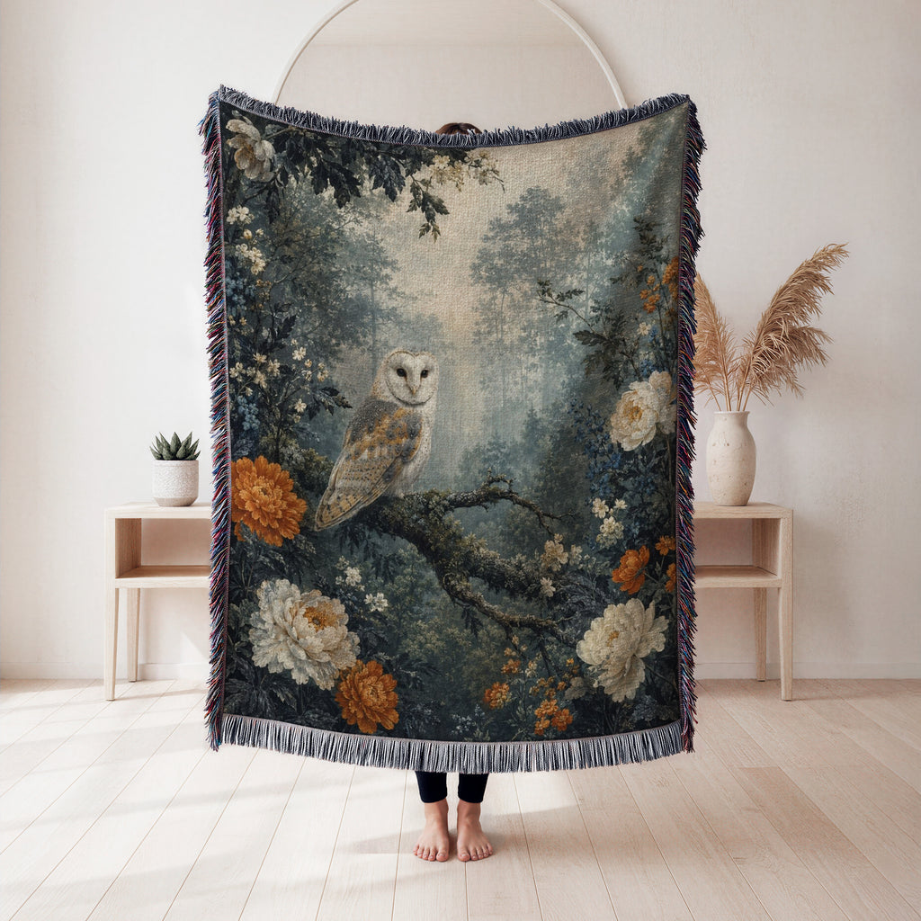 Woodland Barn Owl Blanket
