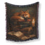 Candlelit Fox & Antique Books Blanket