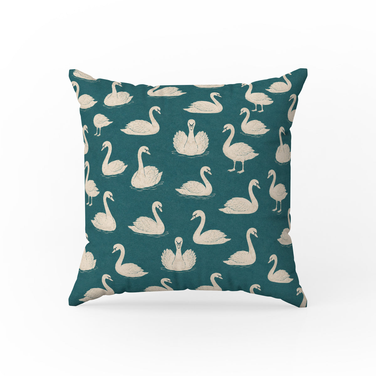 Teal Swan Lake – Elegant Swan Pillow Main image