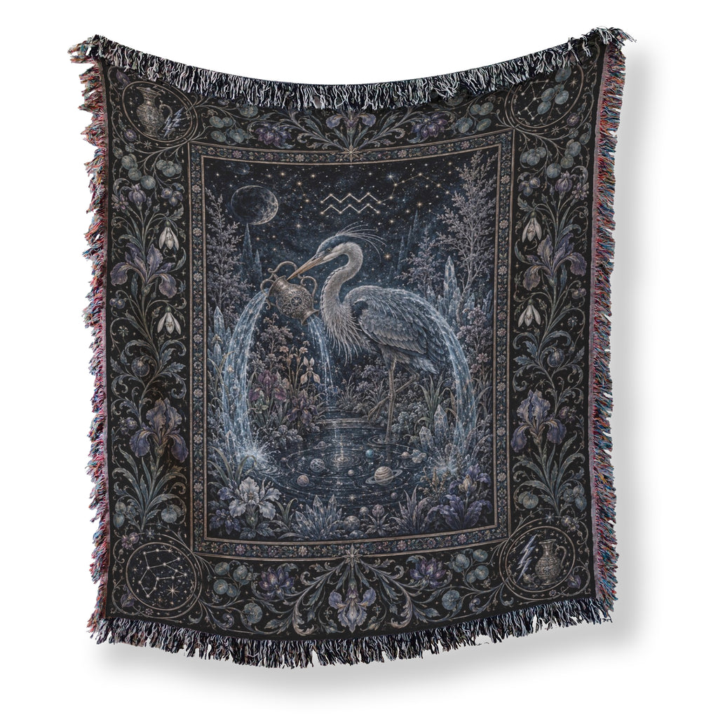 Aquarius Moonlit Heron Zodiac Blanket