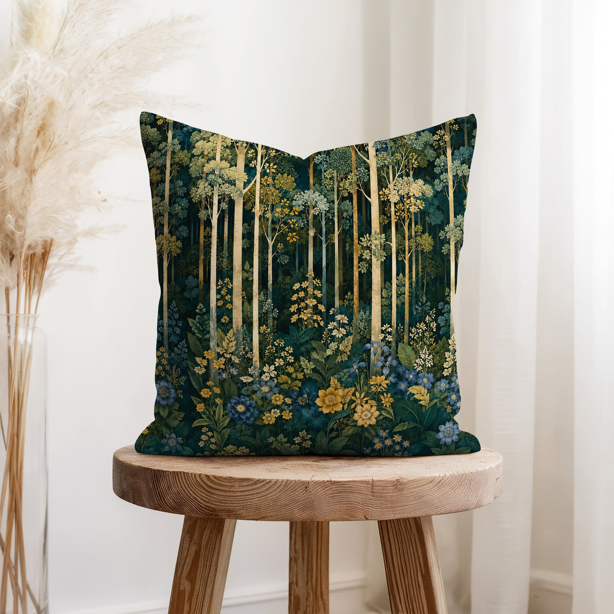 Midnight Flower Grove Pillow