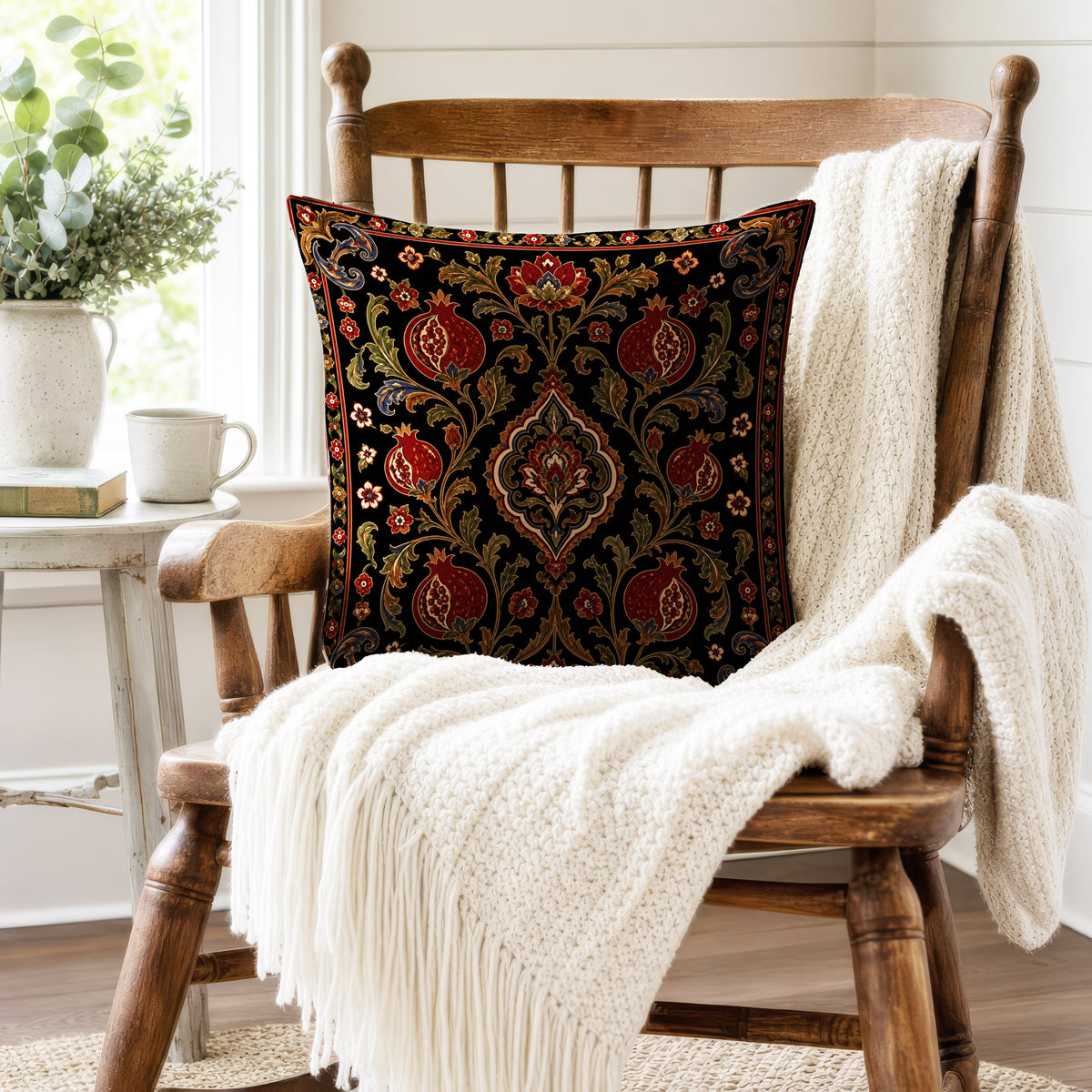 The Pomegranate Court – Ornate Botanical Pillow