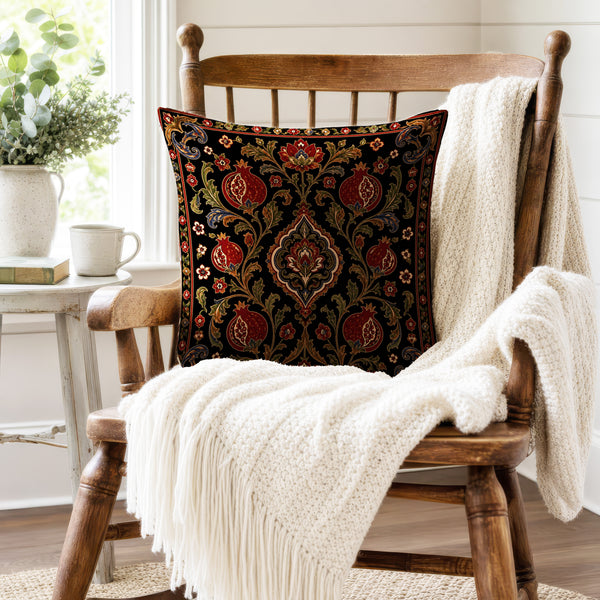 The Pomegranate Court – Ornate Botanical Pillow