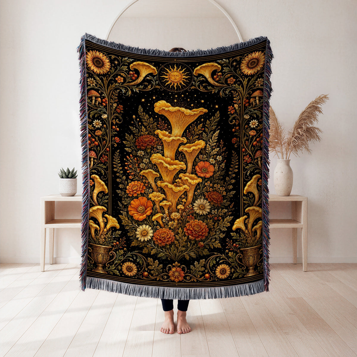 Golden Chanterelle Garden Blanket