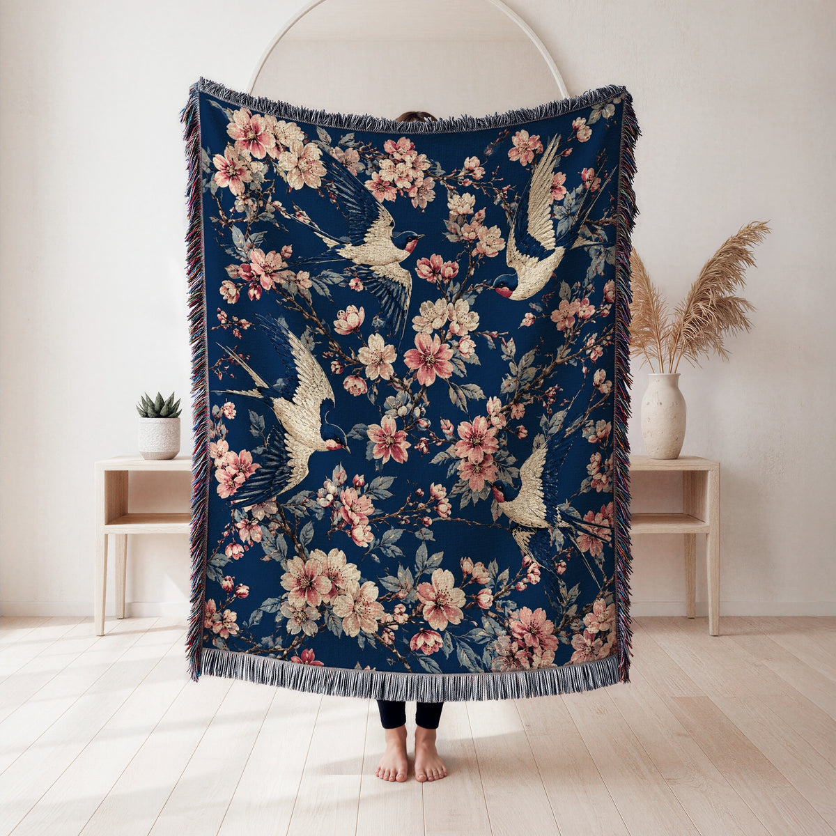 Swallows & Blossom Blanket