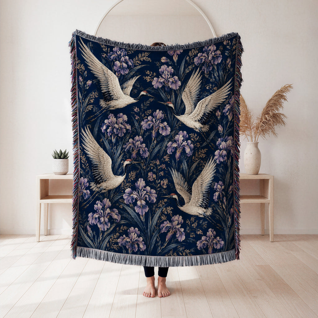 Cranes & Iris Blanket