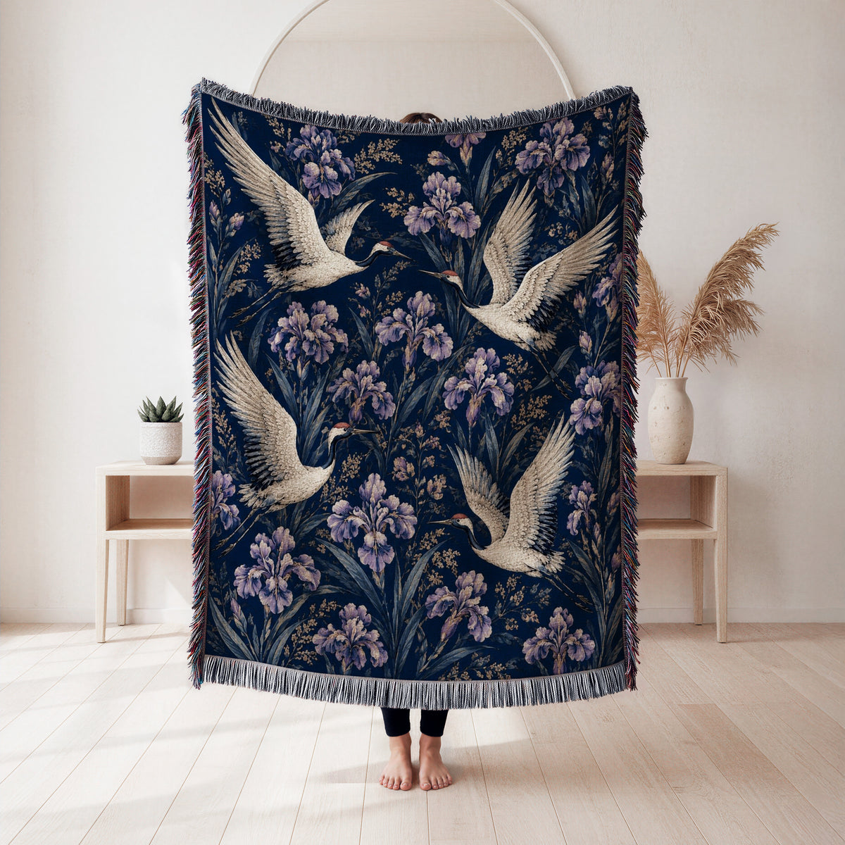 Cranes & Iris Blanket
