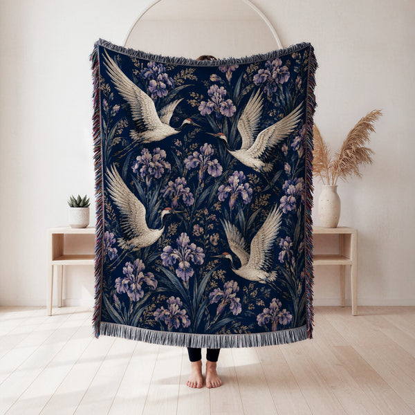 Cranes & Iris Blanket