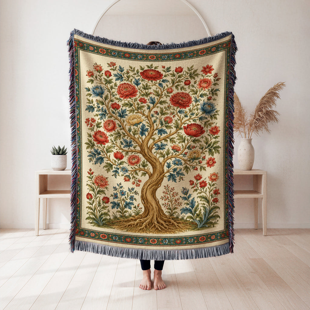 Heritage Bloom Tree Woven Blanket