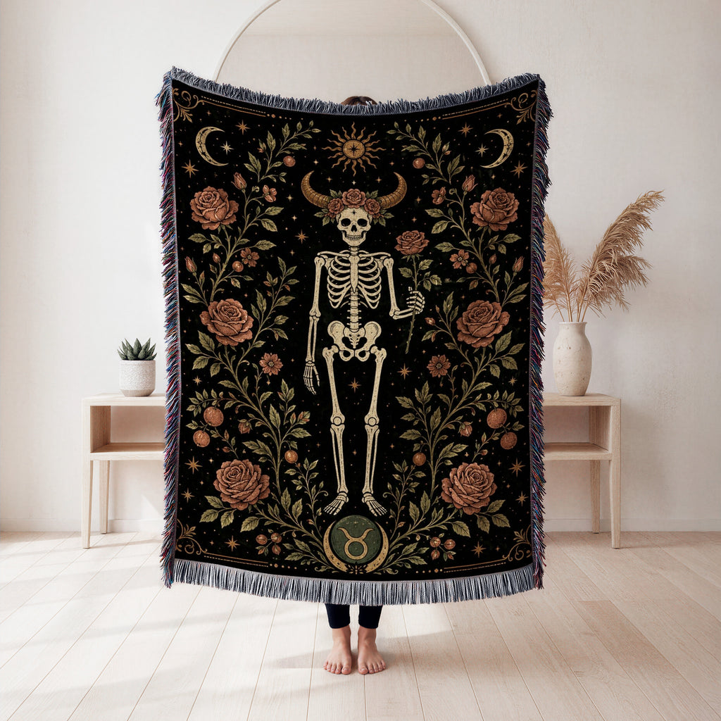 Taurus Celestial Skeleton Rose Blanket