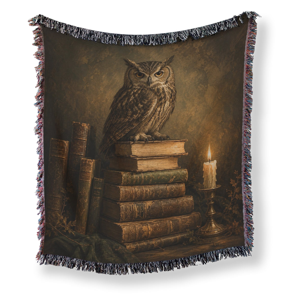Candlelit Owl & Antique Books Blanket Main image