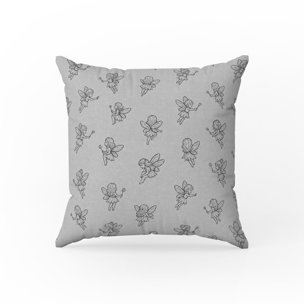Little Wand Fairies – Grey Whimsical Pillow Main image