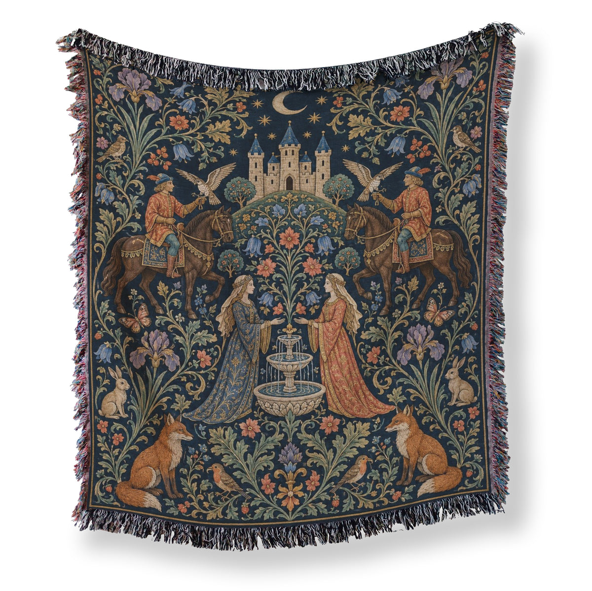The Moonlit Falconers’ Garden Blanket