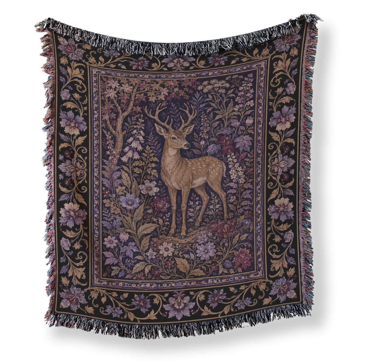 Stag in Bloom Tapestry Blanket