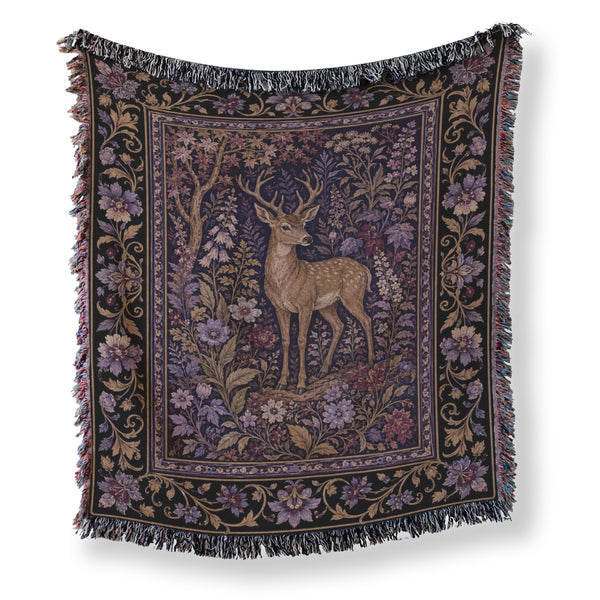 Stag in Bloom Tapestry Blanket