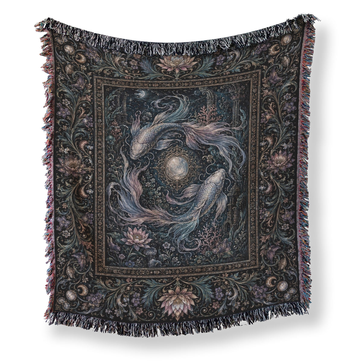 Pisces Moonlit Twin Fish Zodiac Blanket Main image
