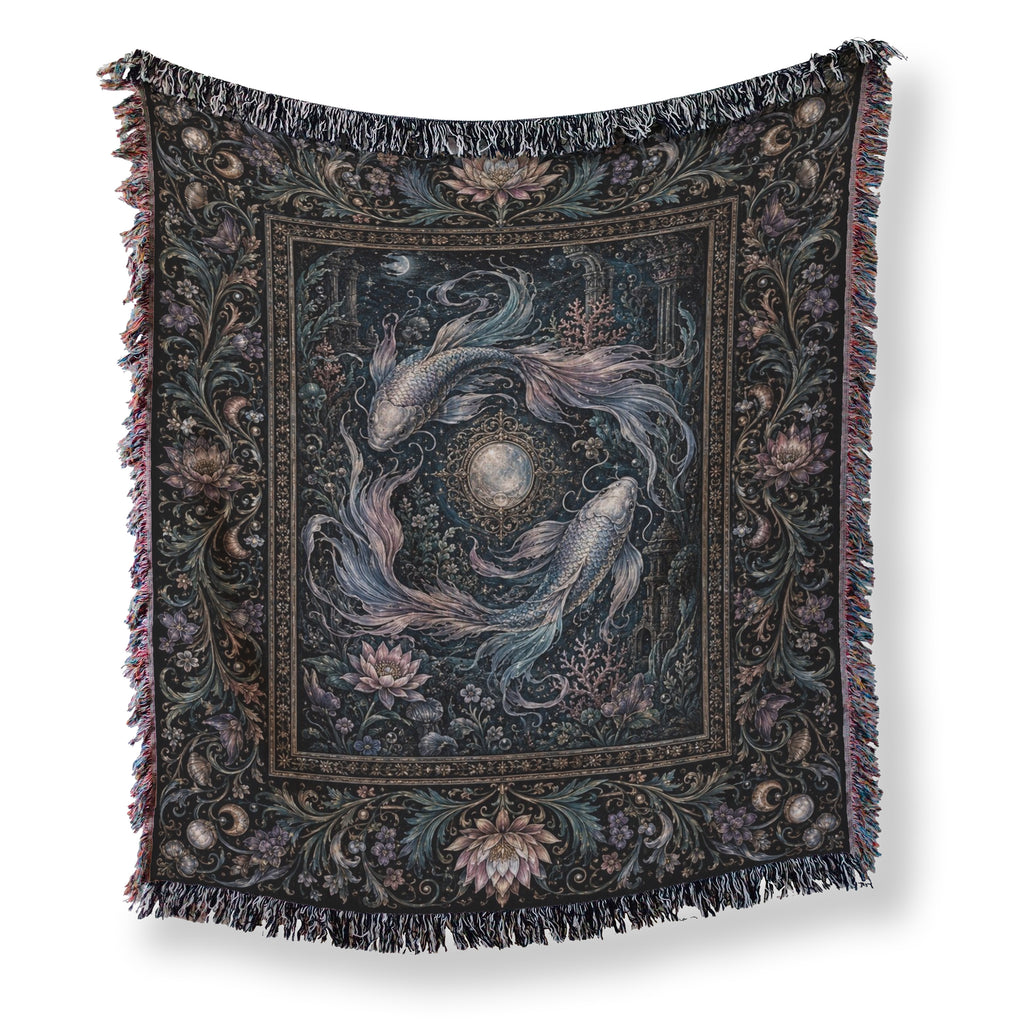 Pisces Moonlit Twin Fish Zodiac Blanket