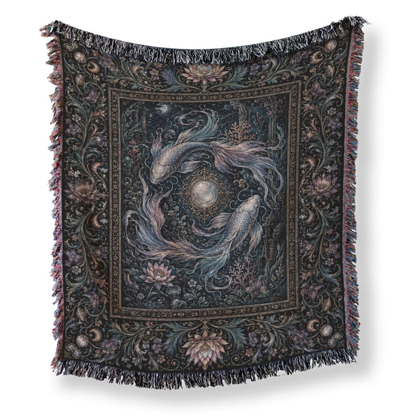 Pisces Moonlit Twin Fish Zodiac Blanket