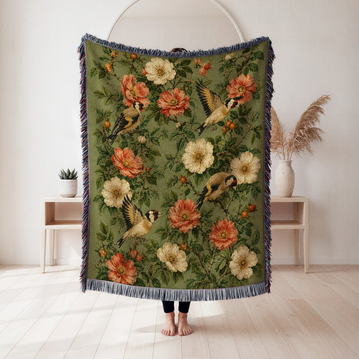 Goldfinch Rose Garden Blanket