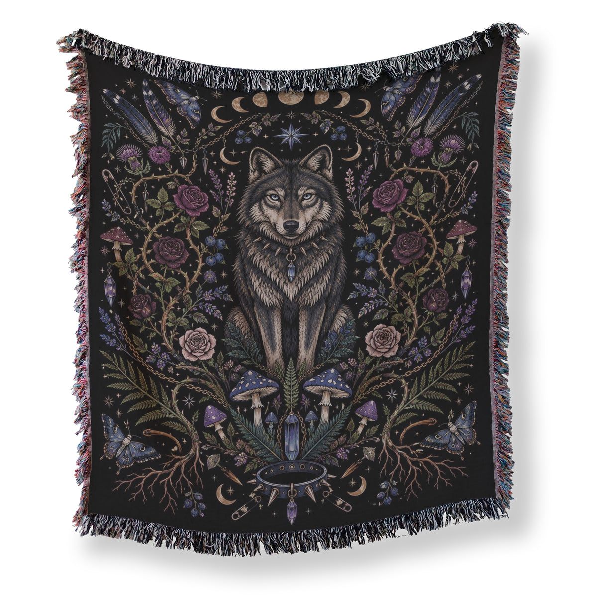 Moon Phase Wolf Blanket Main image