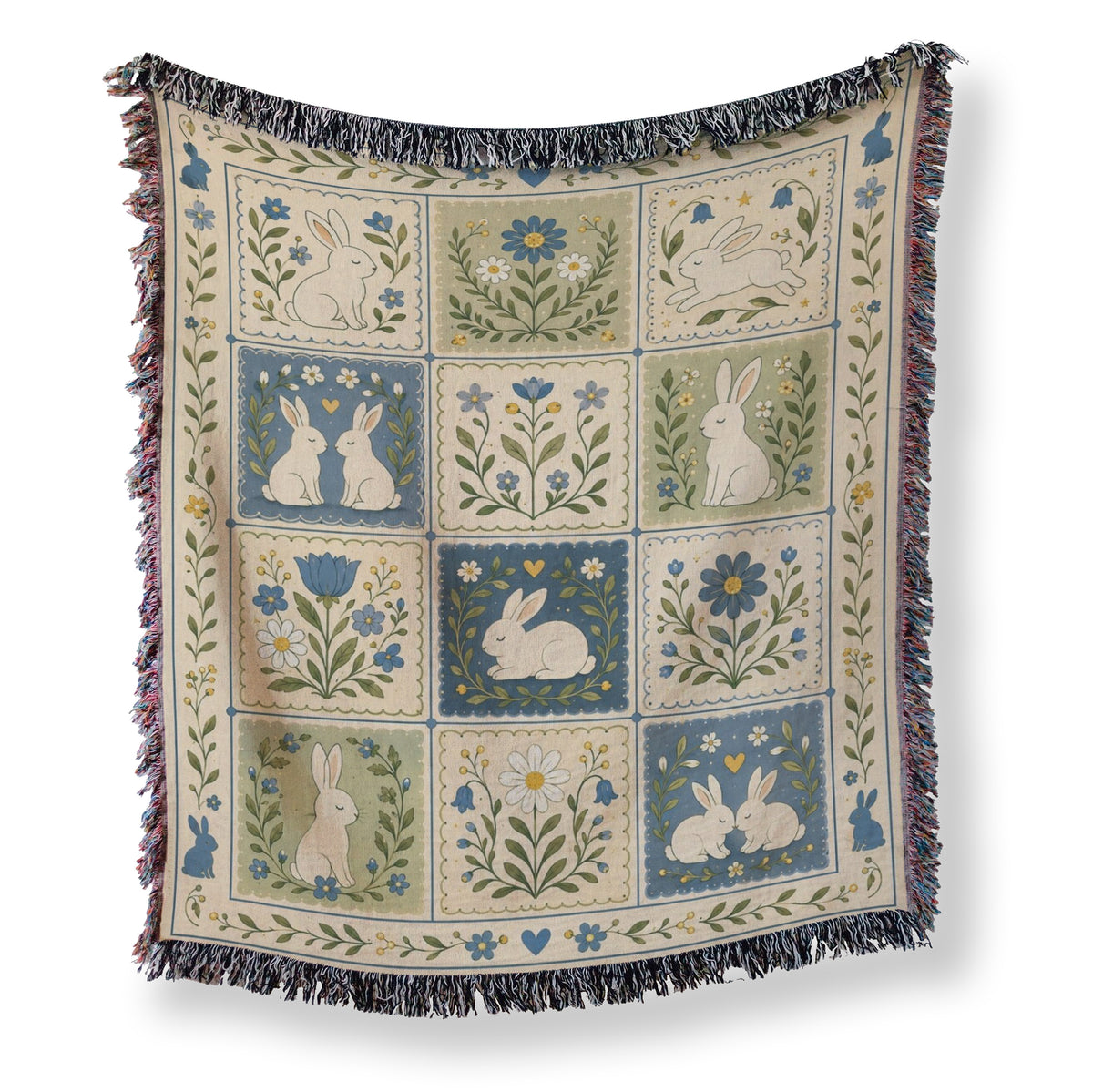Bunnies of the Blue Meadow Blanket Main image