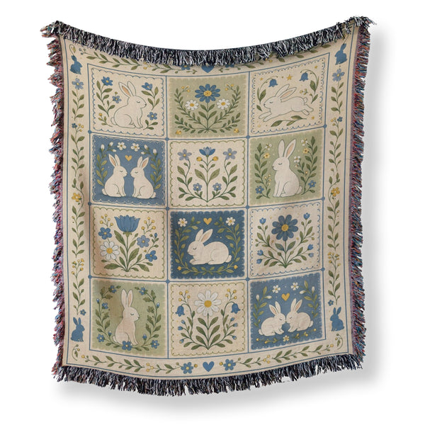 Bunnies of the Blue Meadow Blanket