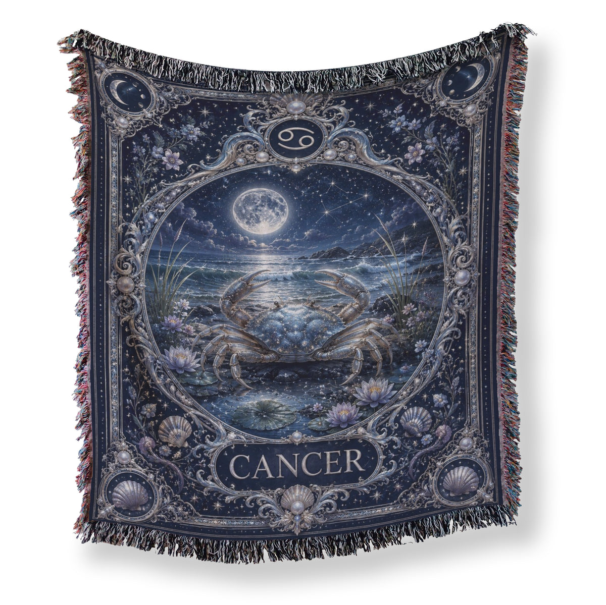 Cancer Moonlit Tide Zodiac Blanket