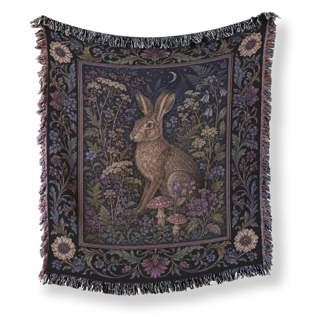 Moonlit Hare Tapestry Blanket