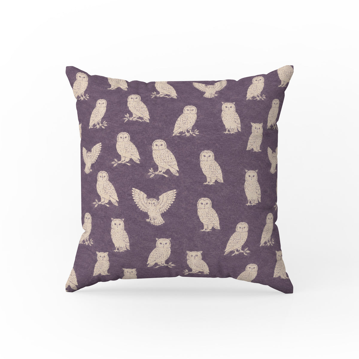Twilight Owls – Purple Woodland Pillow Main image