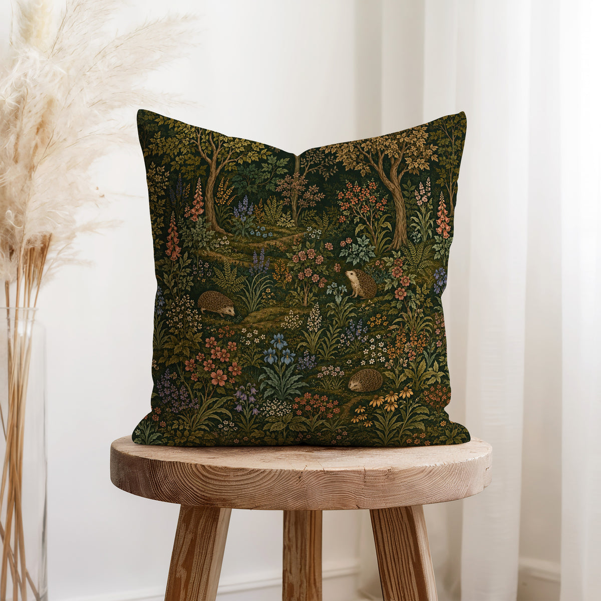 Hedgehog Hollow Floral Pillow