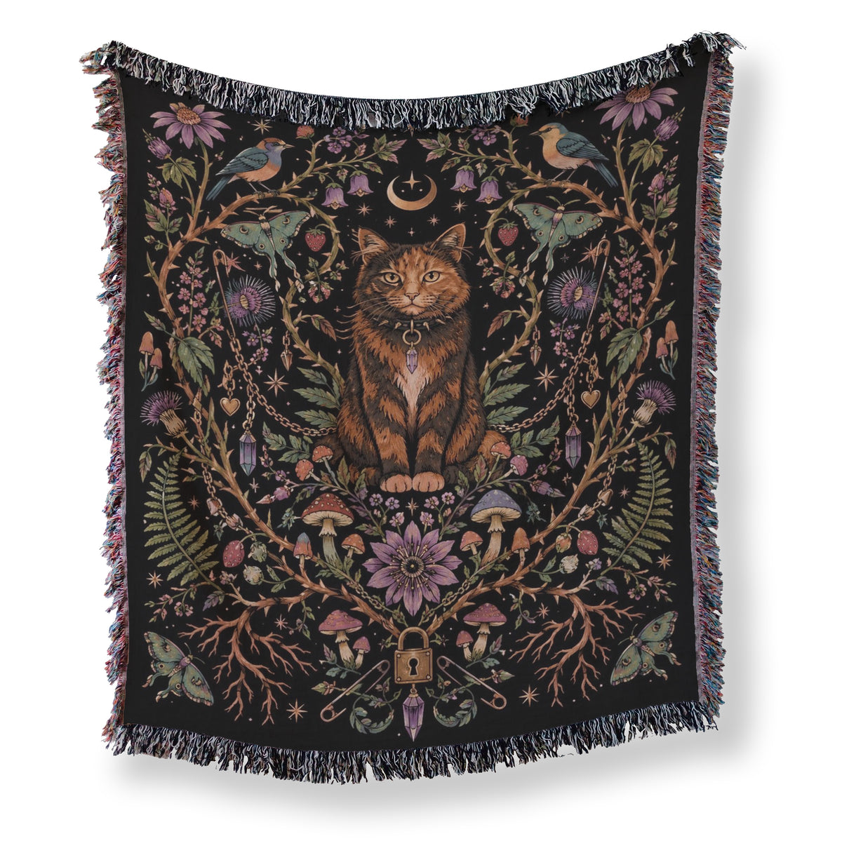 Moonlit Cat Garden Blanket