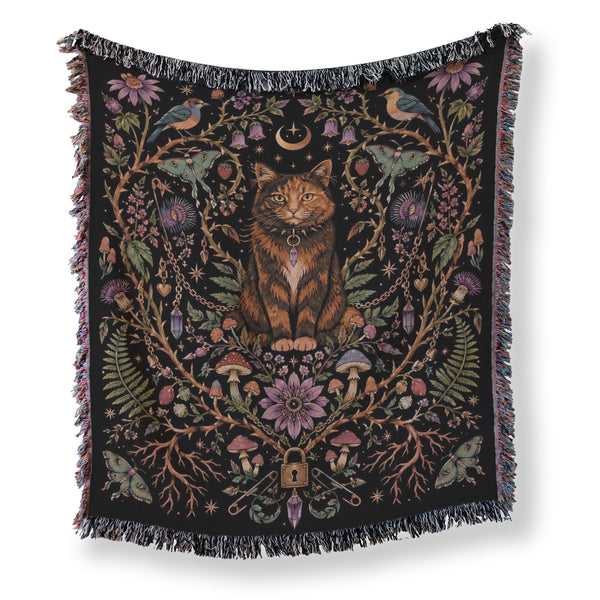 Moonlit Cat Garden Blanket