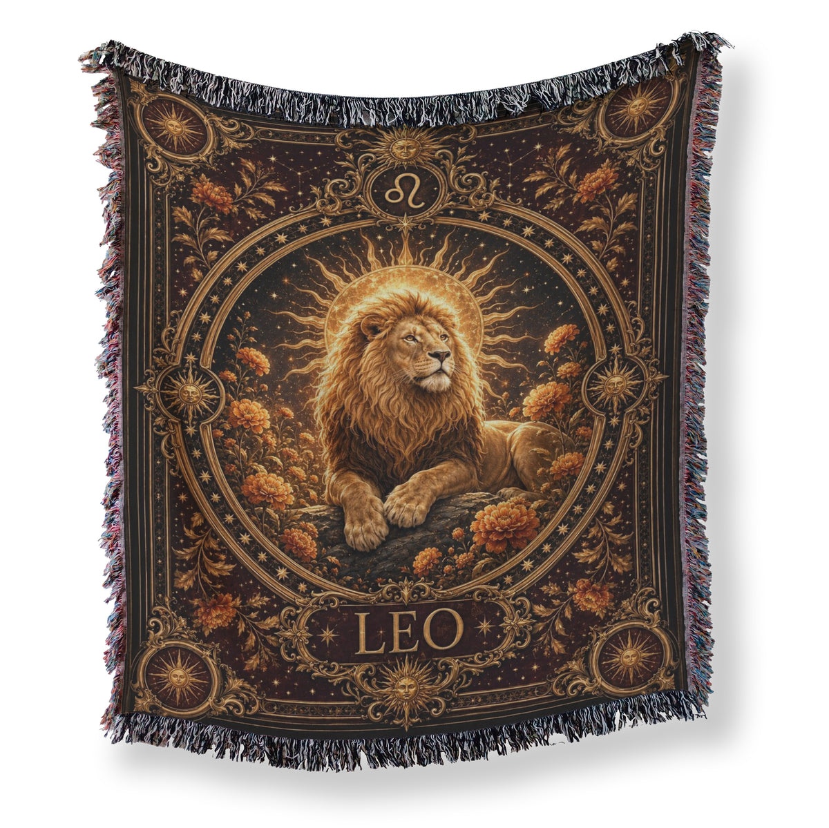 Leo Golden Sun Lion Zodiac Blanket Main image