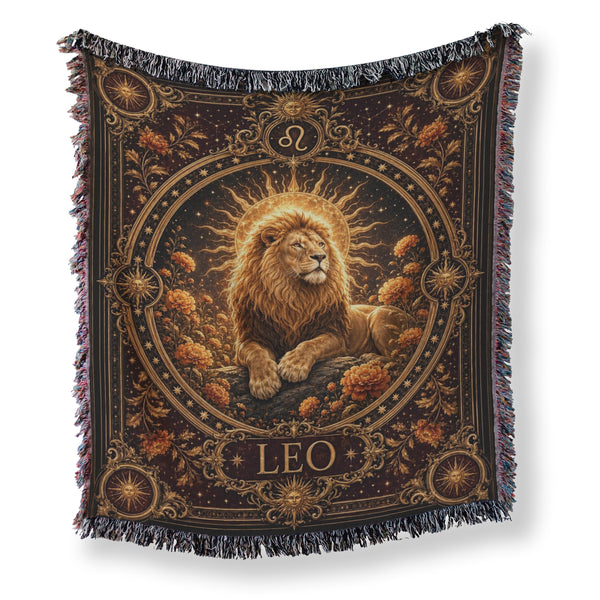 Leo Golden Sun Lion Zodiac Blanket
